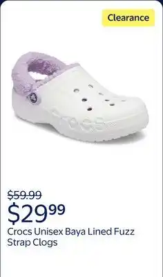 Walmart Crocs Unisex Baya Lined Fuzz Strap Clogs offer