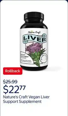 Walmart Nature's Craft Vegan Liver Support Dietary Supplement with Milk Thistle offer