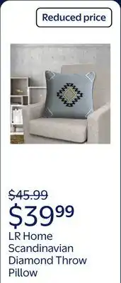 Walmart LR Home Scandinavian Diamond Motif Throw Pillow , 20 x 20, Gray / Multi-color offer