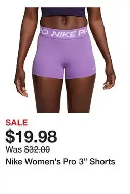 Dick's Sporting Goods Nike Women's Pro 3 Shorts offer