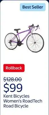 Walmart 700c Kent Bicycles Women's RoadTech Road Bicycle, Adults Age 13+, Purple/White offer