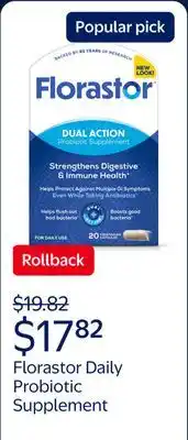 Walmart Florastor Unisex Daily Probiotic Supplement, Saccharomyces Boulardii CNCM I-745, 20 Count offer