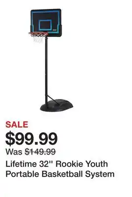 Dick's Sporting Goods Lifetime 32'' Rookie Youth Portable Basketball System offer