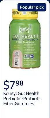 Walmart Konsyl Gut Health Prebiotic-Probiotic Fiber Gummies, Dietary Supplement for Adults (Unisex) offer