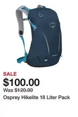 Dick's Sporting Goods Osprey Hikelite 18 Liter Pack offer