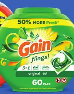 Ocean State Job Lot Gain Flings Oxi Boost and Febreze Original Scent Laundry Detergent Pacs 60 Count offer