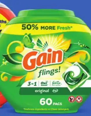 Ocean State Job Lot Gain Flings Oxi Boost and Febreze Original Scent Laundry Detergent Pacs 60 Count offer