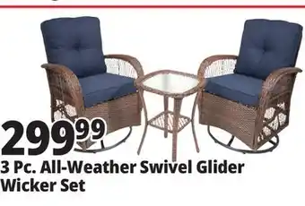 Ocean State Job Lot Outdoor Living Furnishings All-Weather 3-Piece Swivel Glider Set with Cushions offer