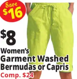 Ocean State Job Lot Women's Garment Washed Bermudas or Capris offer