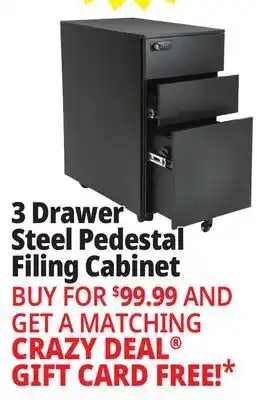 Ocean State Job Lot 3-Drawer Steel Pedestal Filing Cabinet with Combination Lock offer