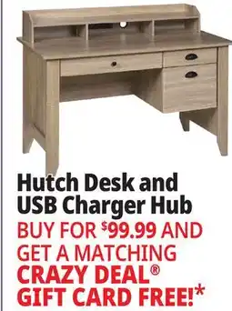 Ocean State Job Lot OneSpace Executive Desk with Hutch and USB Charger Hub Light Oak offer