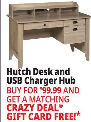 Ocean State Job Lot OneSpace Executive Desk with Hutch and USB Charger Hub Light Oak offer