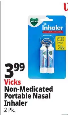 Ocean State Job Lot Vicks Non-Medicated Portable Nasal Inhaler 2 Count offer