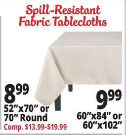 Ocean State Job Lot Spill-Resistant Fabric Tablecloths offer