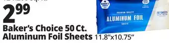 Ocean State Job Lot Baker's Choice Premium Quality Aluminum Foil Sheets 50 Count offer