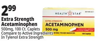 Ocean State Job Lot Health Star 500 mg Acetaminophen Pain Reliever 100 Caplets offer