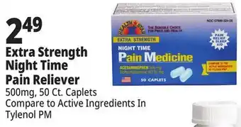 Ocean State Job Lot Health Star Night Time Extra Strength 500 mg Acetaminophen Pain Reliever Caplets 50 Caplets offer