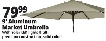 Ocean State Job Lot 9' Aluminum Market Umbrella with Solar LED Lights offer