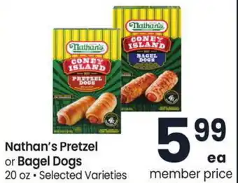 Albertsons Nathan's Pretzel or Bagel Dogs offer