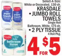 C Town KRASDALE JUMBO ROLL TOWELS Single Roll Bathroom, White, 175 sh offer