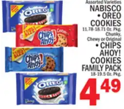 C Town NABISCO OREO COOKIES 11.78-18.71 Oz. Pkg., CHIPS AHOY! COOKIES FAMILY PACK 18-19.5 Oz. Pkg offer