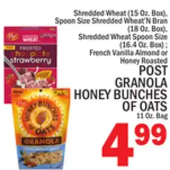 C Town POST GRANOLA HONEY BUNCHES OF OATS, 11 Oz. Bag offer