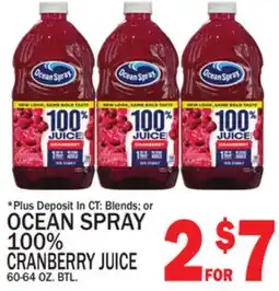 C Town OCEAN SPRAY 100% CRANBERRY JUICE offer