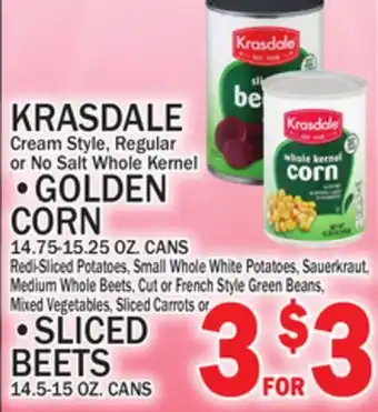 C Town KRASDALE Cream Style, Regular or No Salt Whole Kernel offer