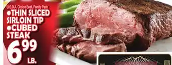 Bravo Supermarkets U.S.D.A. Choice Beef, THIN SLICED SIRLOIN TIP, CUBED STEAK offer