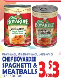 Bravo Supermarkets CHEF BOYARDEE BEEF RAVIOLI, MINI BEEF RAVIOLI, BEEFARONI OR SPAGHETTI & MEATBALLS offer