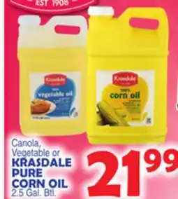 Bravo Supermarkets KRASDALE PURE CANOLA, VEGETABLE OR CORN OIL offer