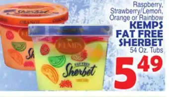 Bravo Supermarkets KEMPS FAT FREE SHERBET offer