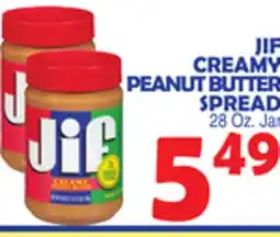 Bravo Supermarkets JIF CREAMY PEANUT BUTTER SPREAD offer