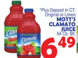 Bravo Supermarkets MOTT'S CLAMATO JUICE offer