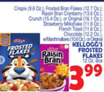 Bravo Supermarkets KELLOGG'S FROSTED FLAKES 12 Oz. Box offer