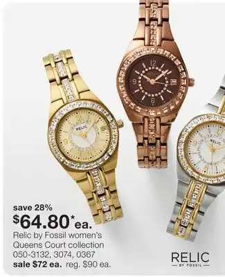 JC Penney Relic by Fossil women's Queens Court collection offer