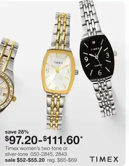 JC Penney Timex women's two-tone or silver-tone offer