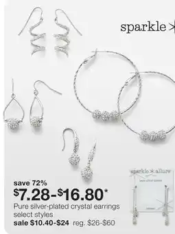 JC Penney Pure silver-plated crystal earrings offer