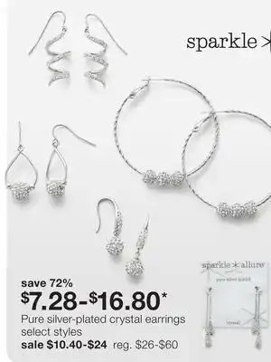 JC Penney Pure silver-plated crystal earrings offer