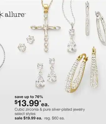 JC Penney Cubic zirconia & pure silver-plated jewelry offer