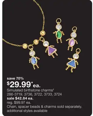 JC Penney Simulated birthstone charms‡ offer