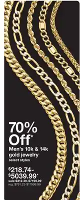 JC Penney Men's 10k & 14k gold jewelry offer