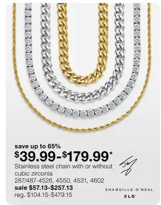 JC Penney Stainless steel chain with or without cubic zirconia offer