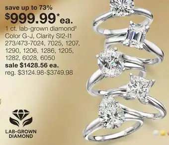 JC Penney 1 ct. lab-grown diamond‡ Color G-J, Clarity SI2-I1 offer