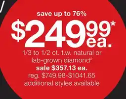 JC Penney 1/3 to 1/2 ct. t.w. natural or lab-grown diamond‡ offer