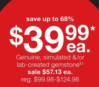 JC Penney Genuine, simulated &/or lab-created gemstone§‡ offer