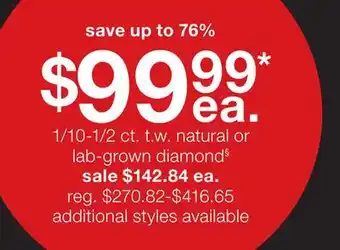 JC Penney 1/10-1/2 ct. t.w. natural or lab-grown diamond§ offer