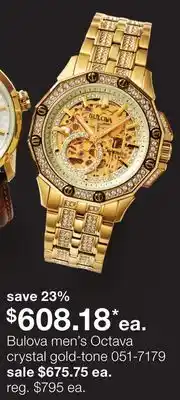 JC Penney Bulova men's Octava crystal gold-tone offer