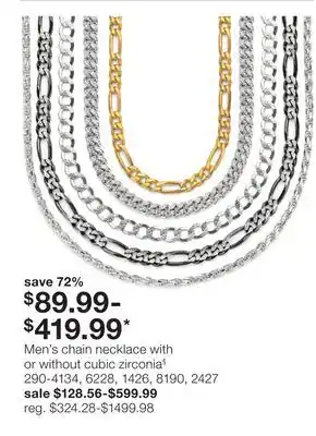 JC Penney Men's chain necklace with or without cubic zirconia§ offer