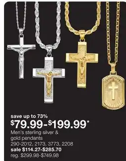 JC Penney Men's sterling silver & gold pendants offer